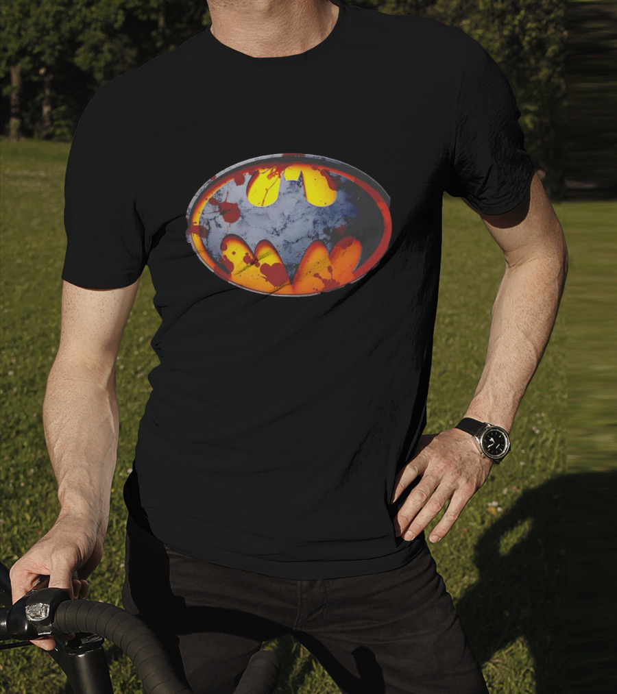 Batman Symbol With Grunge And Blood Splatter Effects T-Shirt