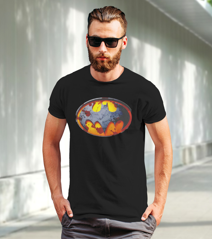 Batman Symbol With Grunge And Blood Splatter Effects T-Shirt