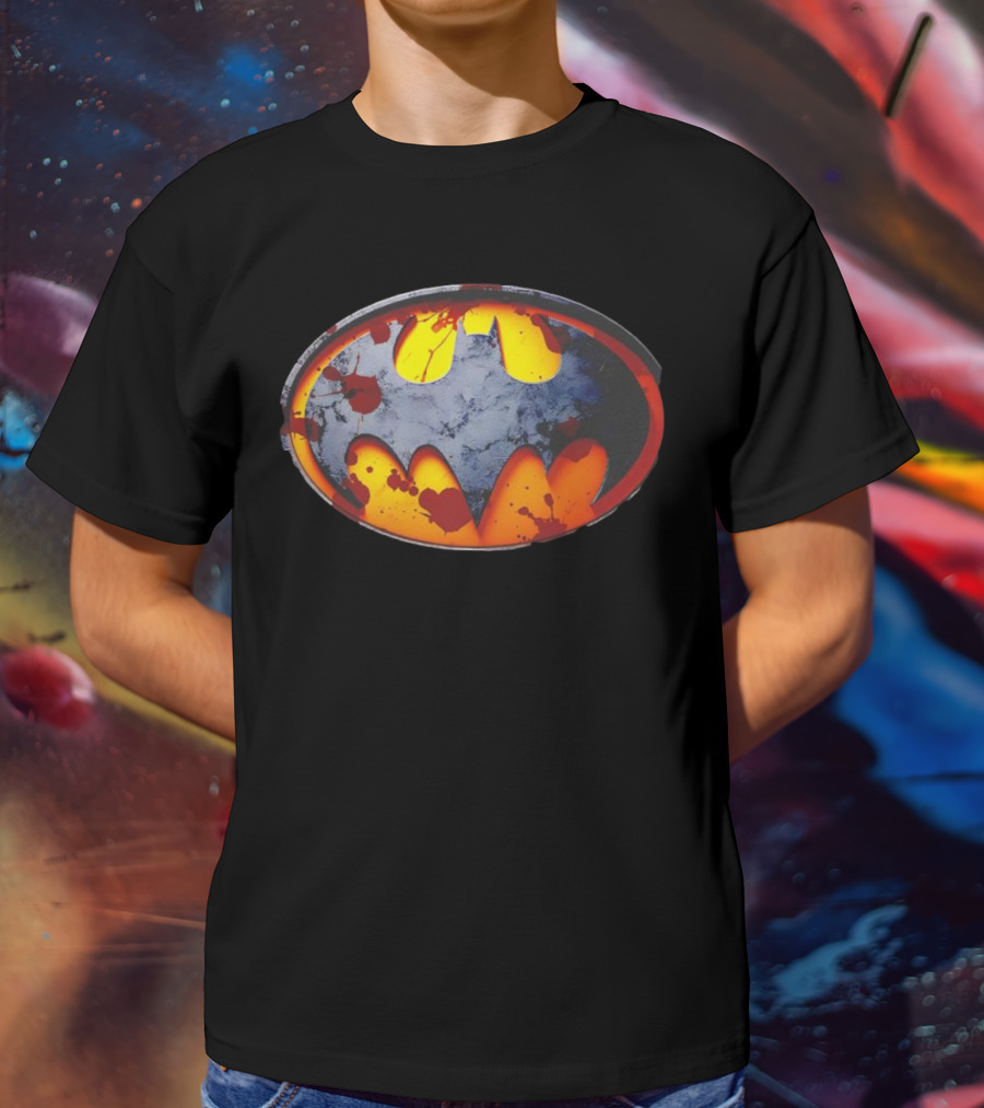 Batman Symbol With Grunge And Blood Splatter Effects T-Shirt