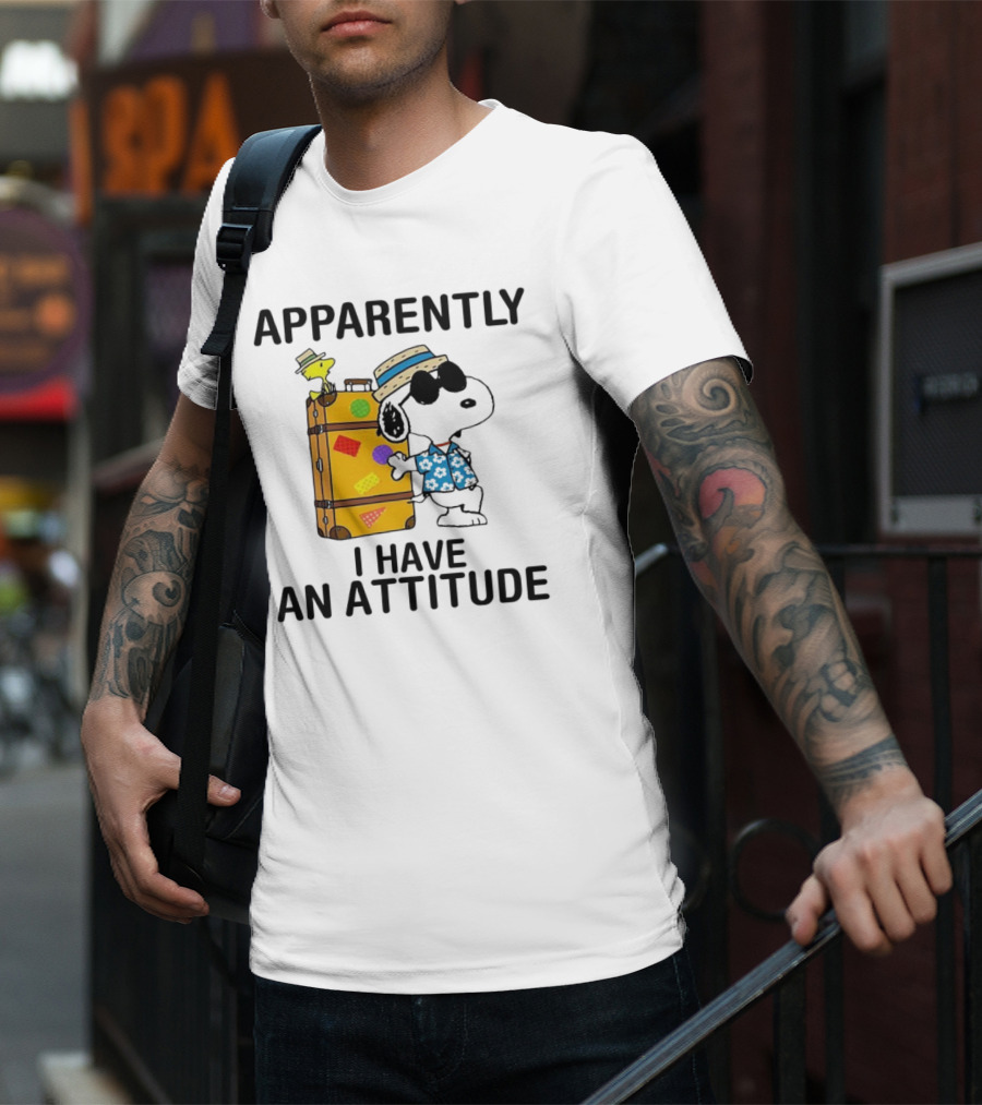 Apparently I Have An Attitude Snoopy With Woodstock And Suitcase T-Shirt