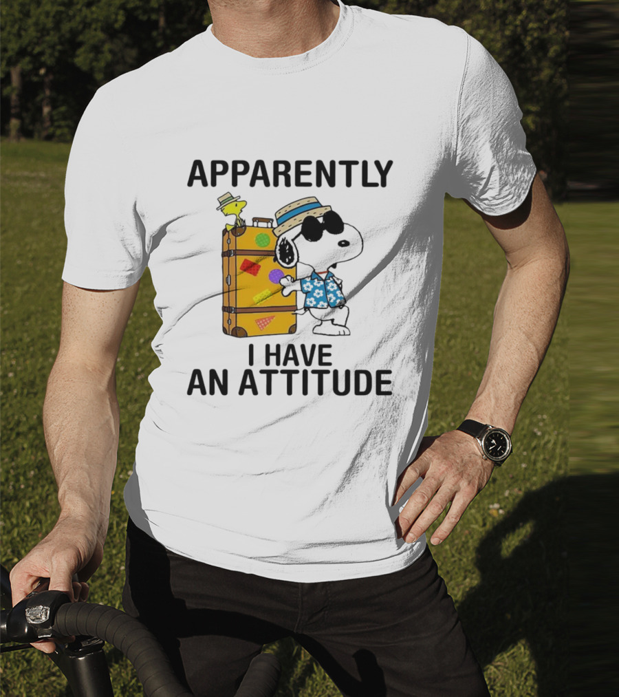 Apparently I Have An Attitude Snoopy With Woodstock And Suitcase T-Shirt
