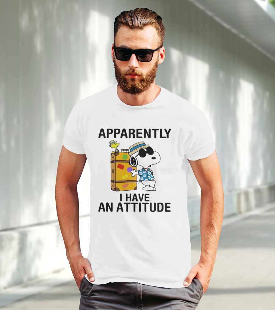 Apparently I Have An Attitude Snoopy With Woodstock And Suitcase T-Shirt