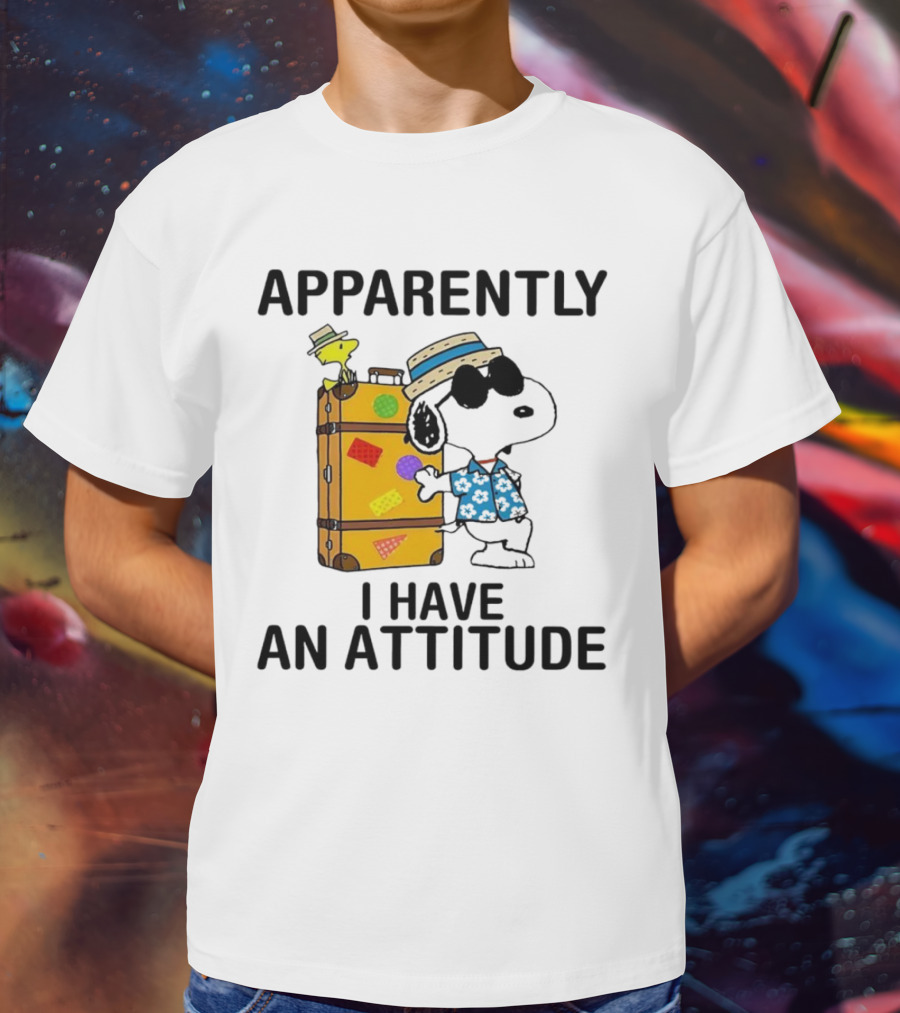 Apparently I Have An Attitude Snoopy With Woodstock And Suitcase T-Shirt
