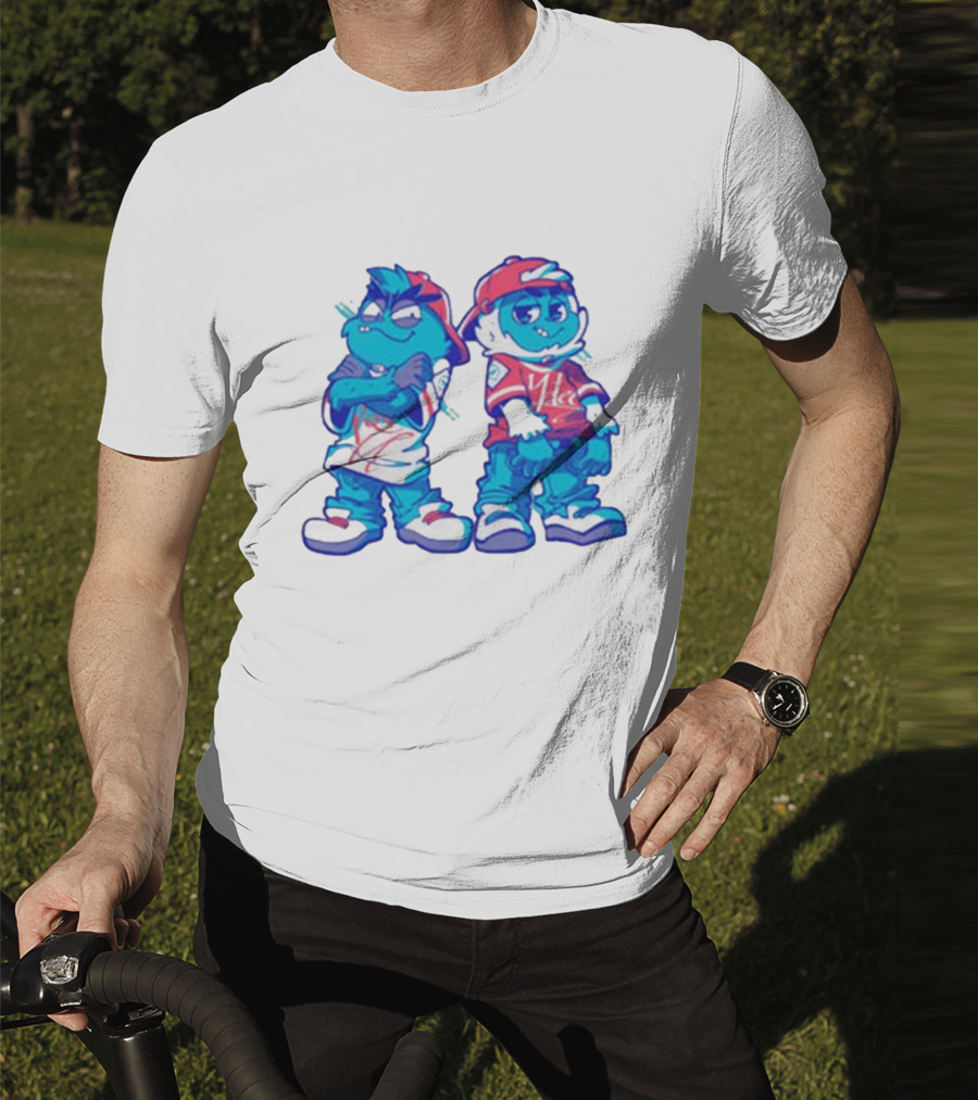2 Kewl 4 School April Fools 2025 Hip-Hop Cartoon Characters In Red And White Outfits T-Shirt
