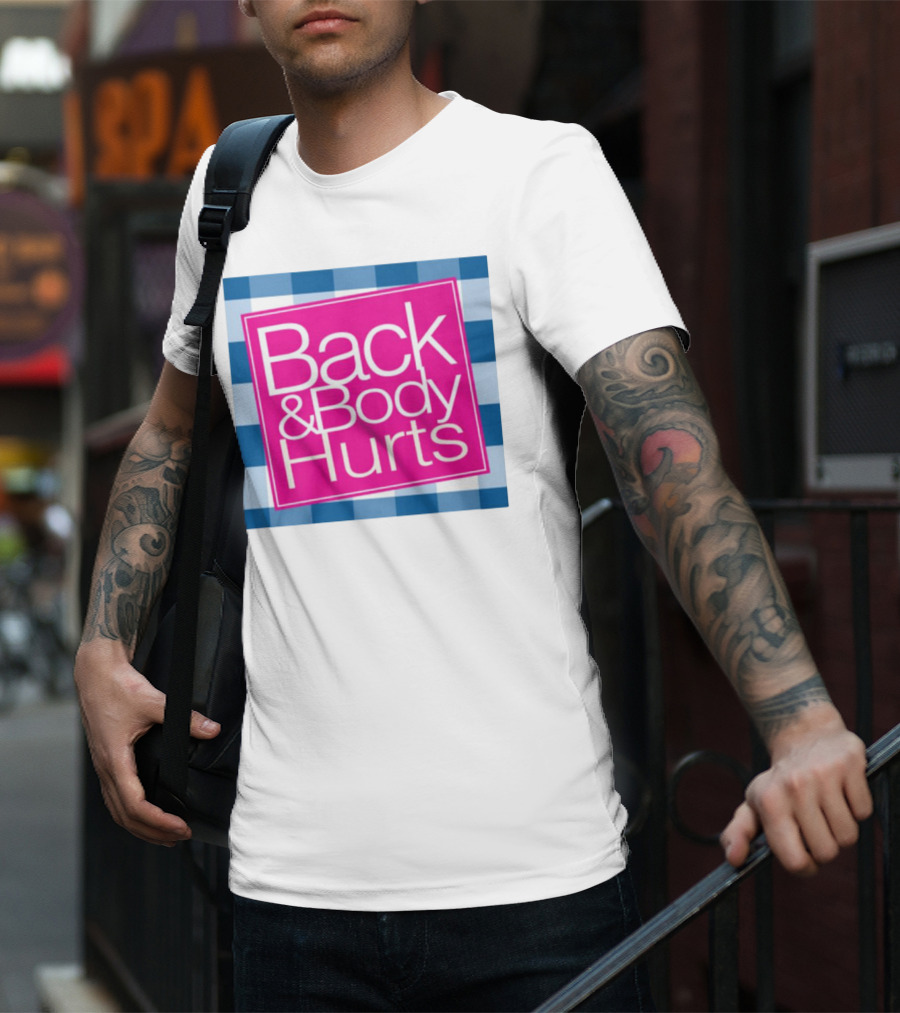 Back And Body Hurts Blue Checkered Square T-Shirt