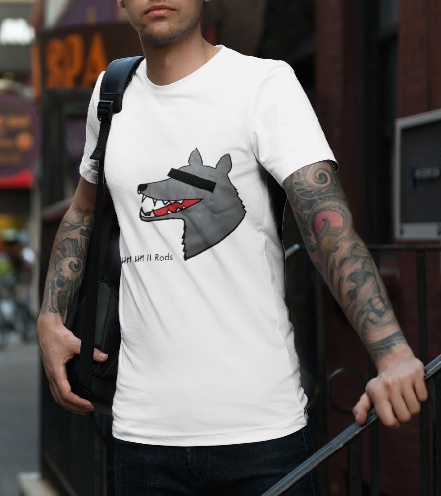 12 Rods Lost Time Wolf Head With Red And Black Accents T-Shirt