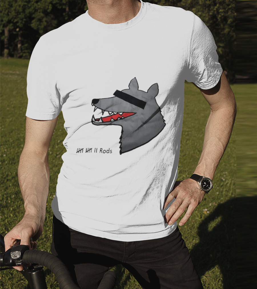 12 Rods Lost Time Wolf Head With Red And Black Accents T-Shirt