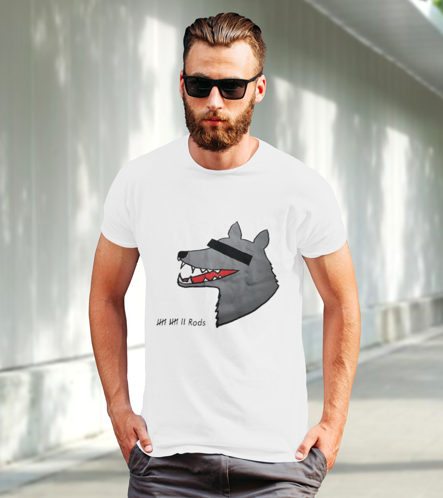 12 Rods Lost Time Wolf Head With Red And Black Accents T-Shirt