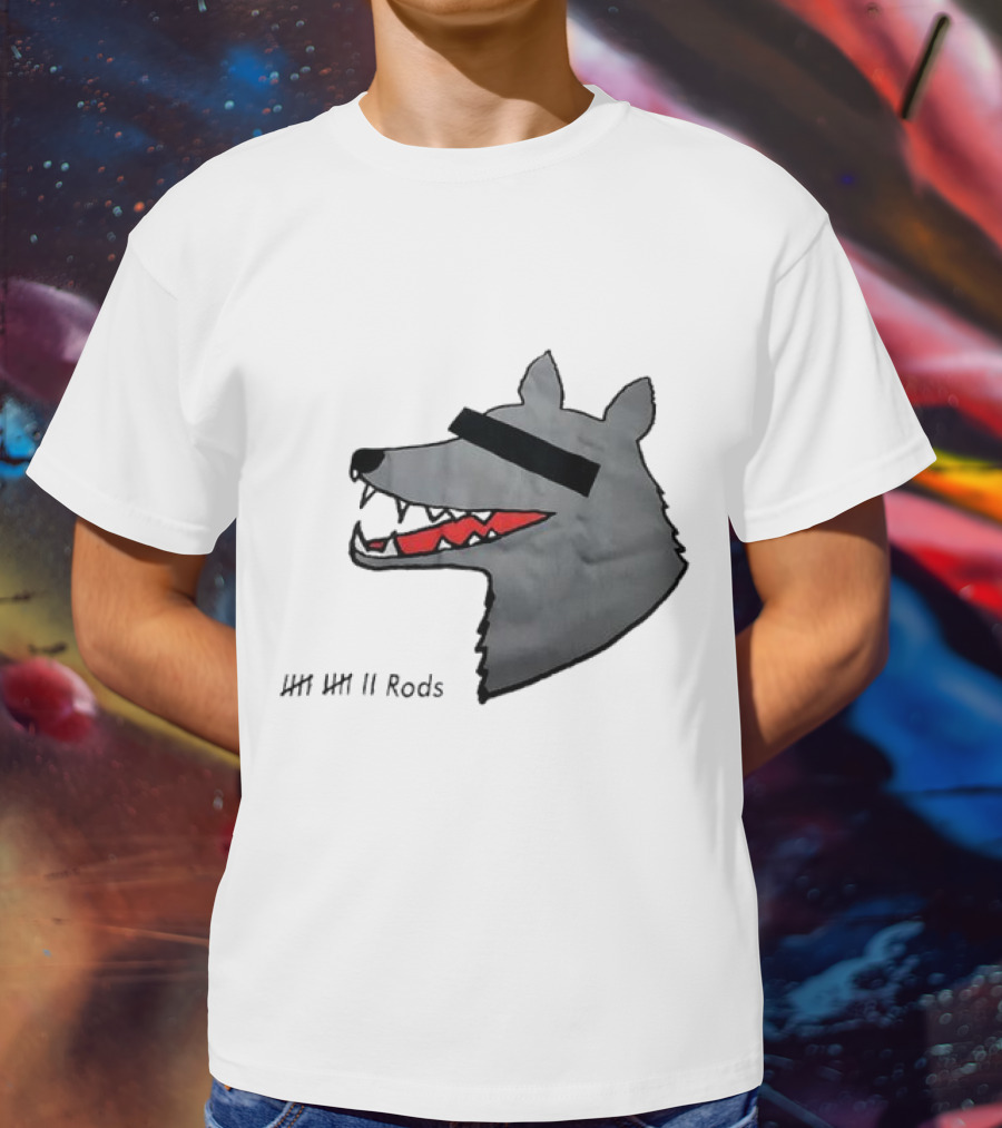 12 Rods Lost Time Wolf Head With Red And Black Accents T-Shirt