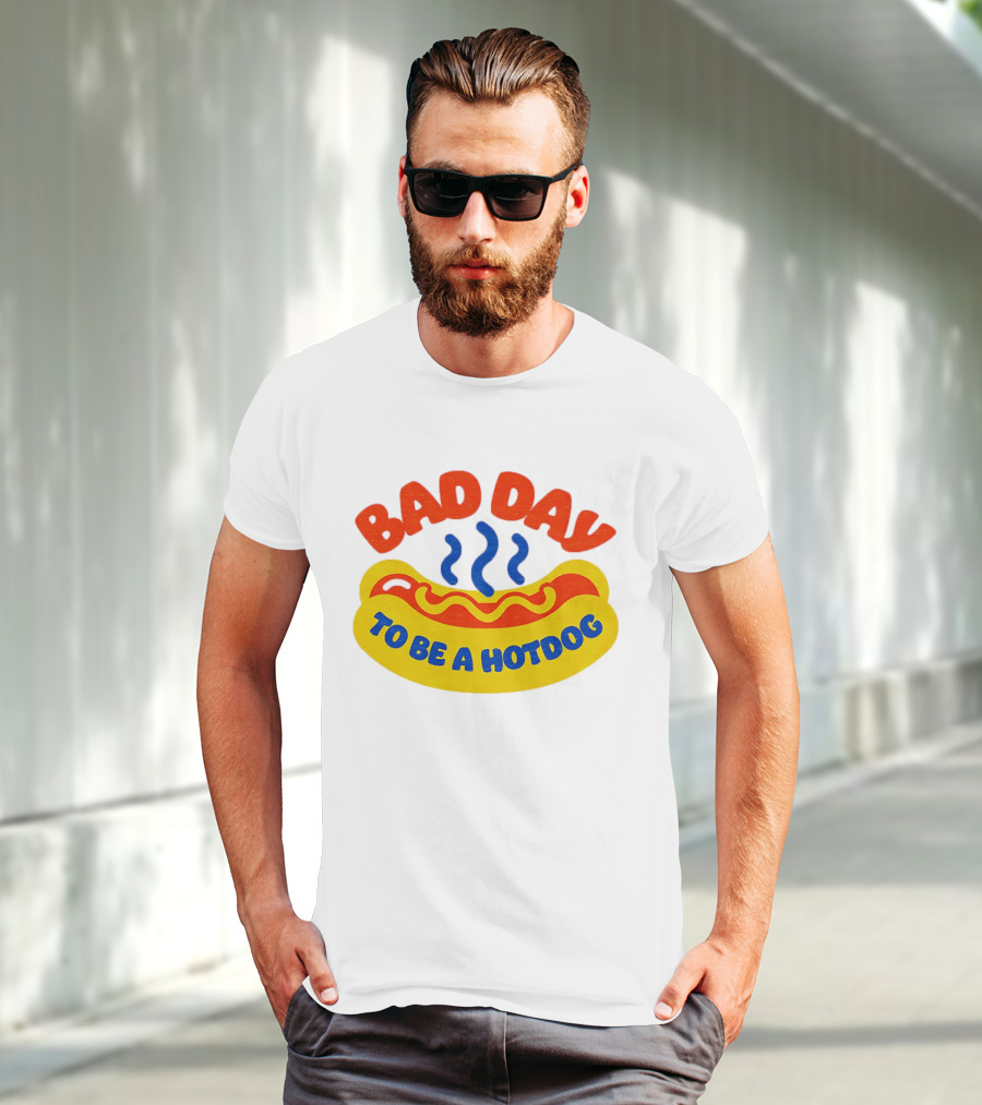 Bad Day To Be A Hotdog With Steaming Hotdog Graphic T-Shirt