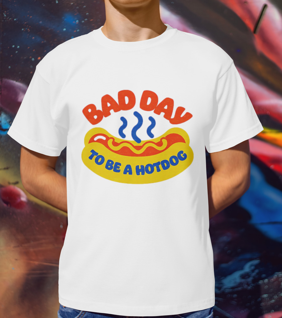 Bad Day To Be A Hotdog With Steaming Hotdog Graphic T-Shirt