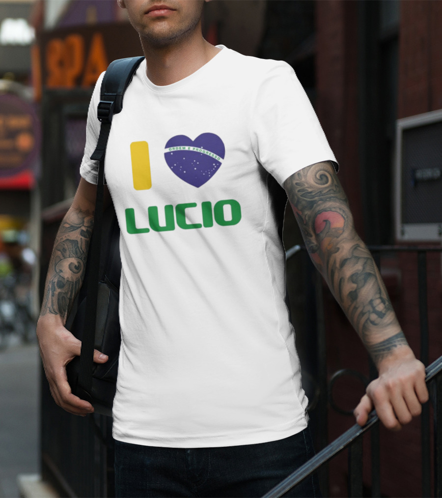 I Love Ordem E Progresso Lucio Brazil Heart Flag Style T-Shirt