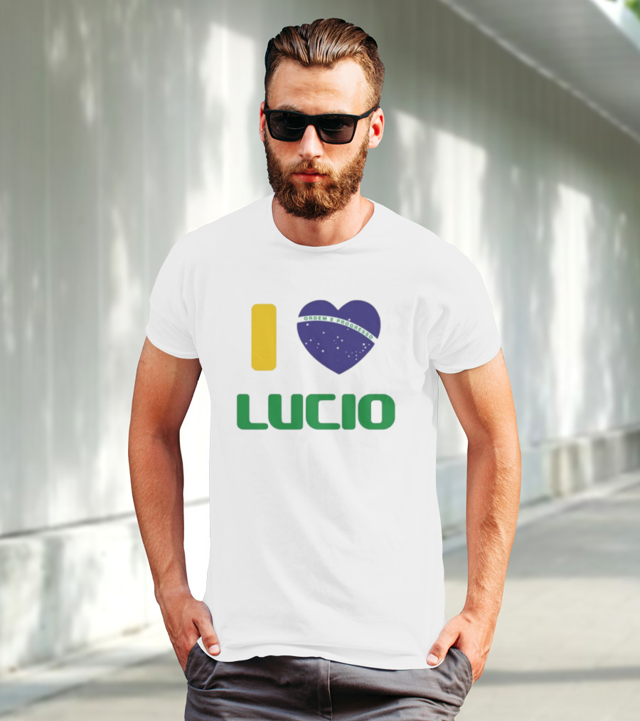 I Love Ordem E Progresso Lucio Brazil Heart Flag Style T-Shirt