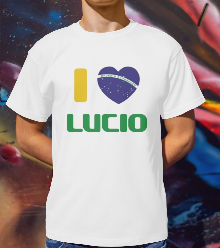 I Love Ordem E Progresso Lucio Brazil Heart Flag Style T-Shirt
