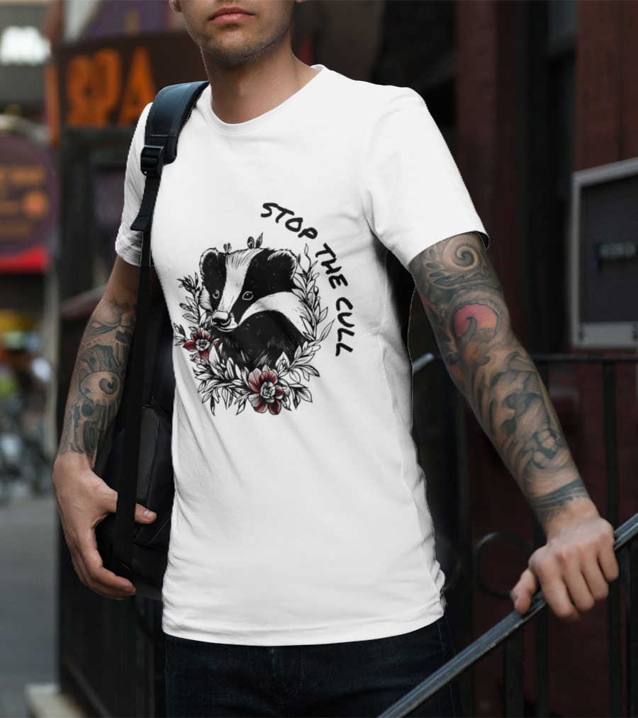 Badger Stop The Cull Floral Design T-Shirt