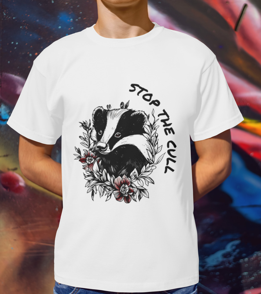 Badger Stop The Cull Floral Design T-Shirt