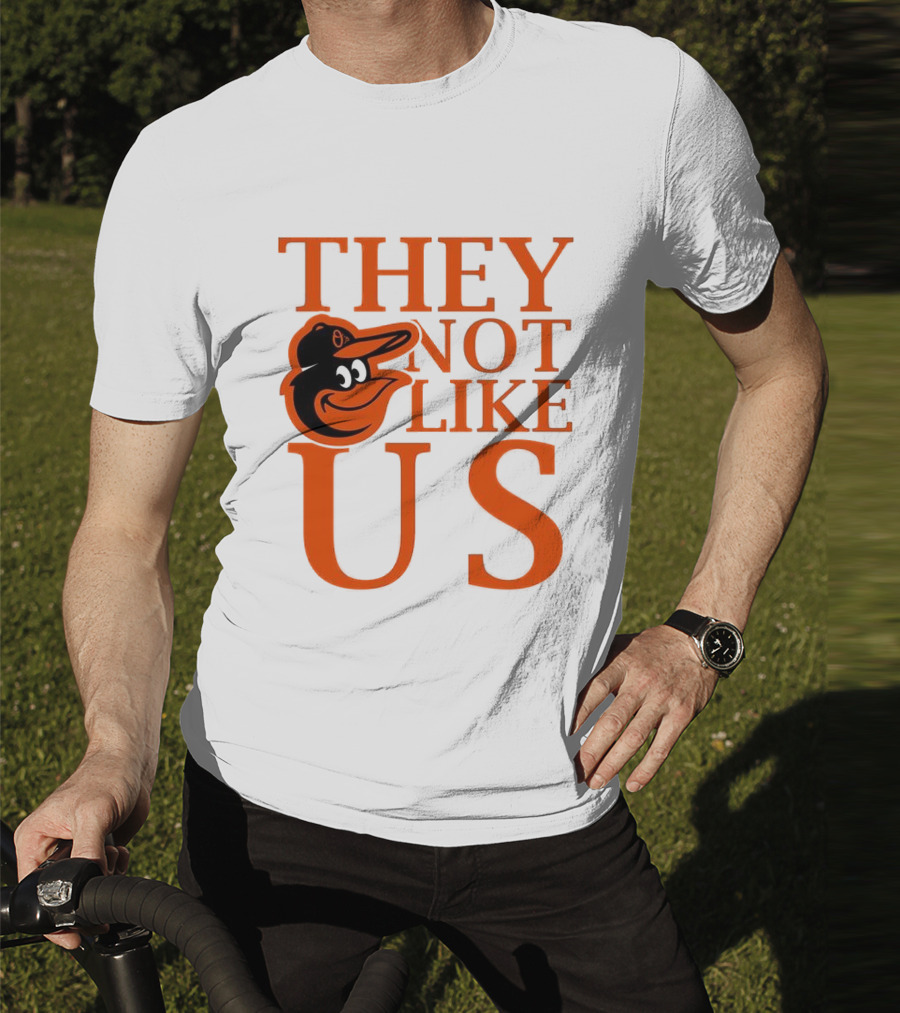 Baltimore Orioles They Not Like Us Bold Orange Text With Bird Graphic T-Shirt