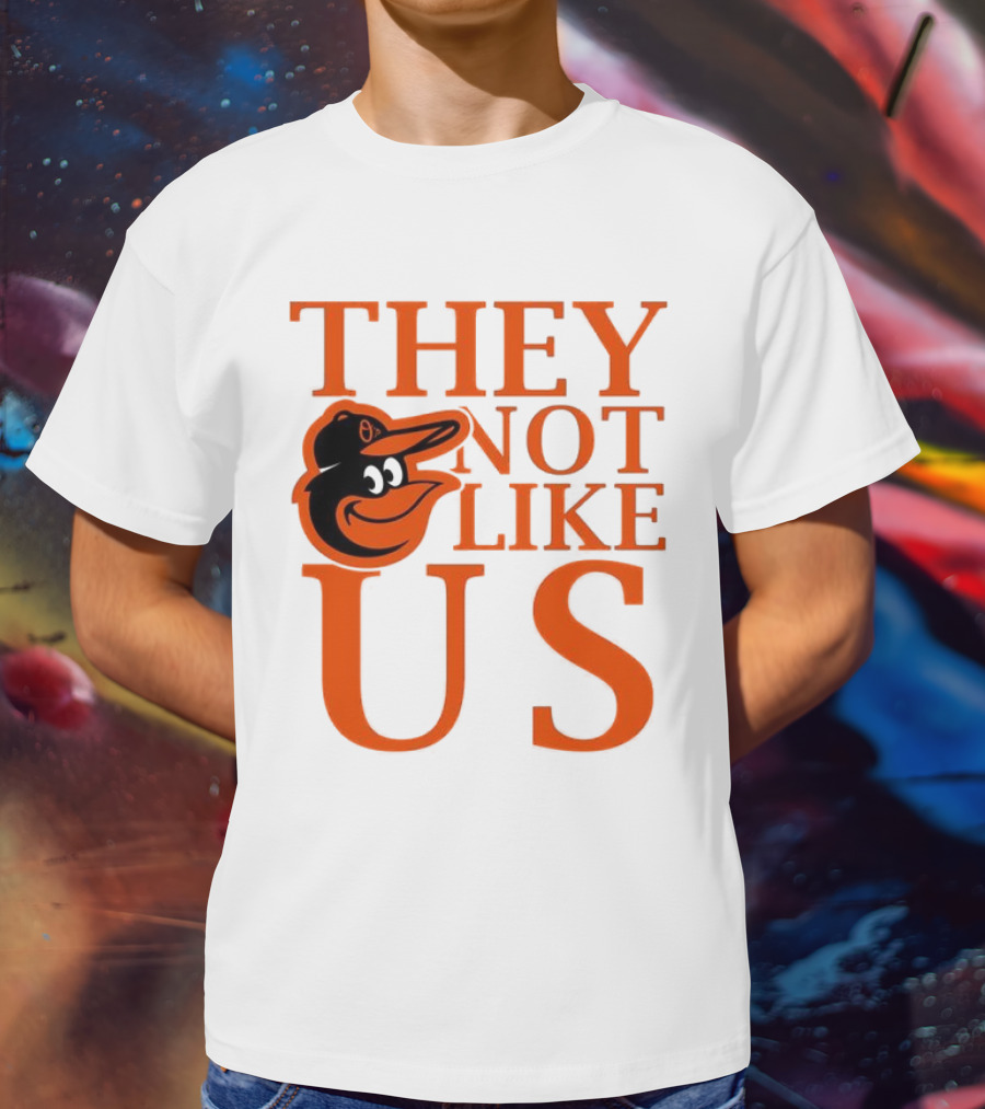 Baltimore Orioles They Not Like Us Bold Orange Text With Bird Graphic T-Shirt