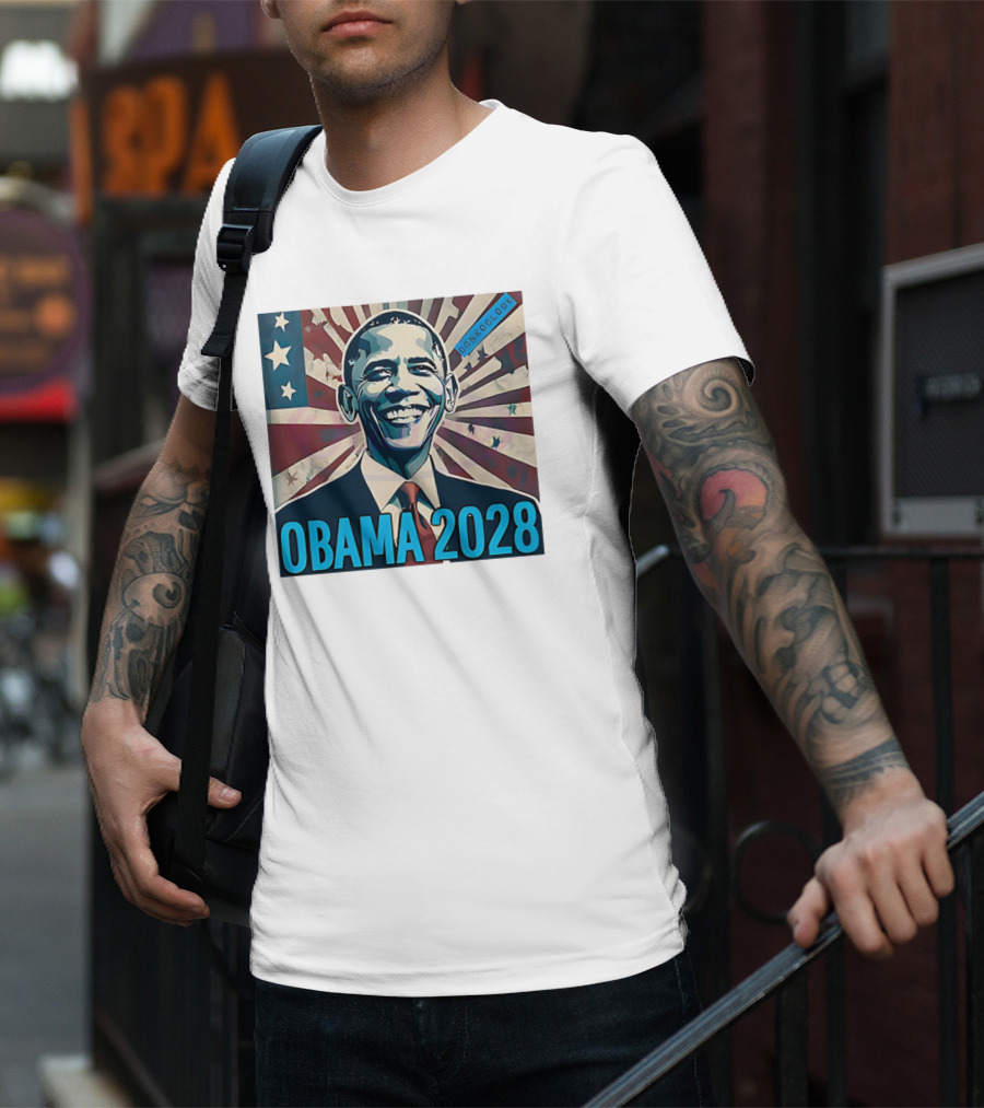 Obama 2028 American Flag Donkoolook T-Shirt