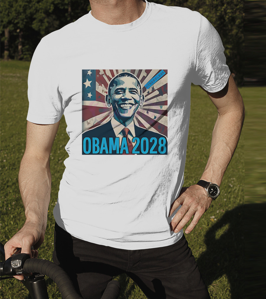Obama 2028 American Flag Donkoolook T-Shirt