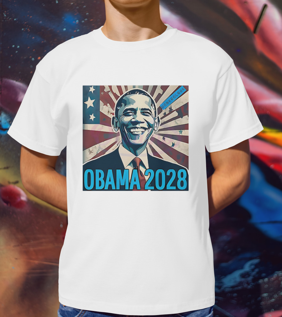 Obama 2028 American Flag Donkoolook T-Shirt