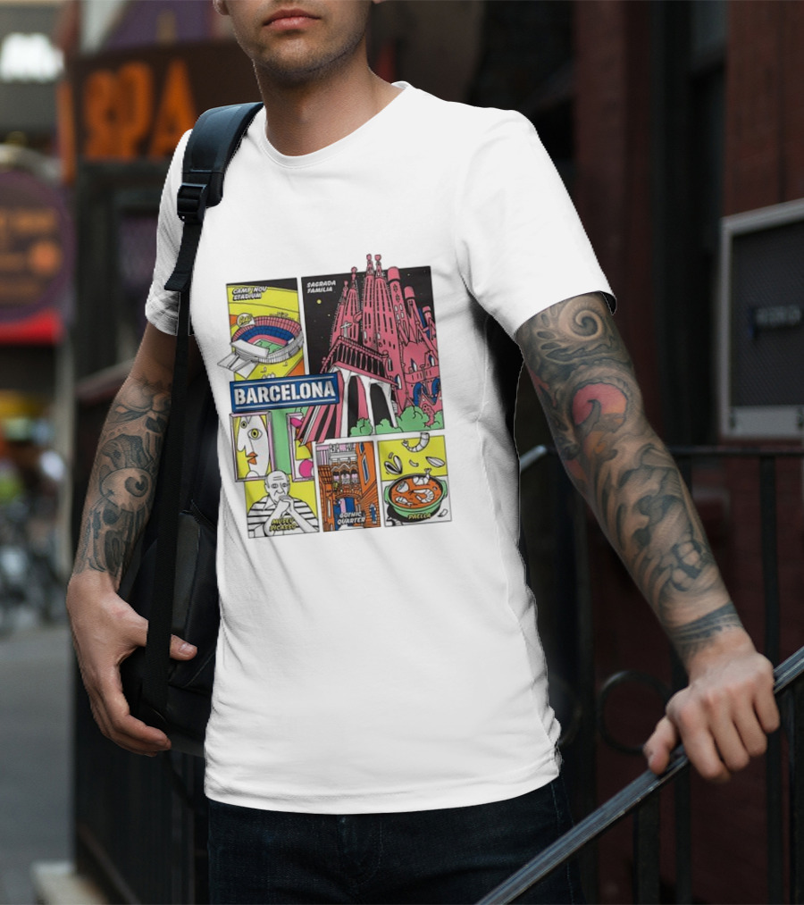 Barcelona Sagrada Familia Camp Nou Museu Picasso Gothic Quarter Paella T-Shirt