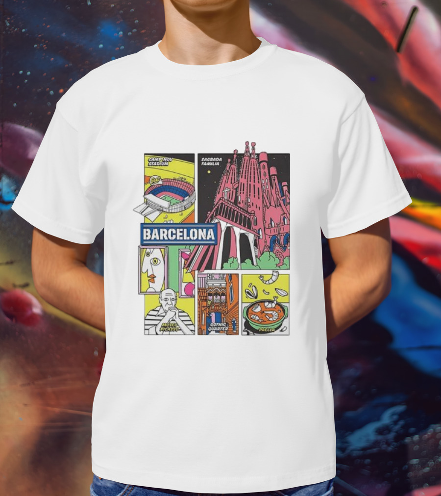 Barcelona Sagrada Familia Camp Nou Museu Picasso Gothic Quarter Paella T-Shirt