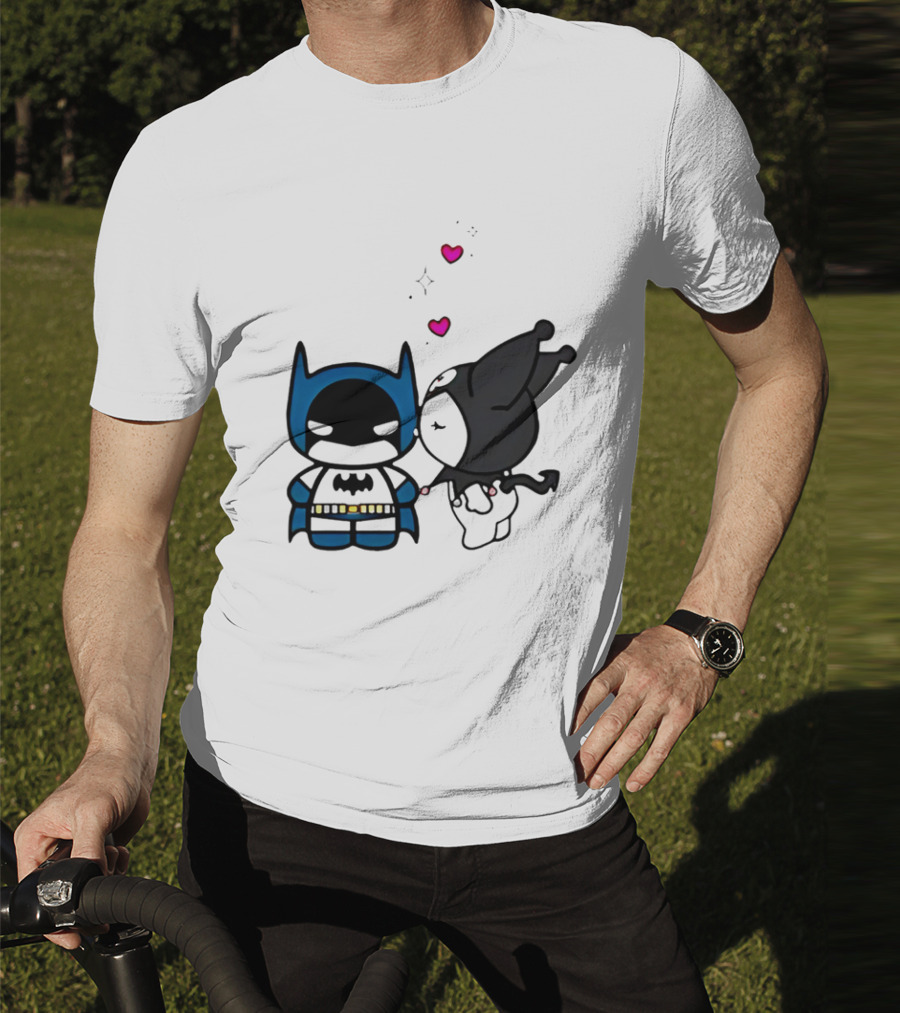 Batman Kuromi Kiss Cartoon With Hearts T-Shirt
