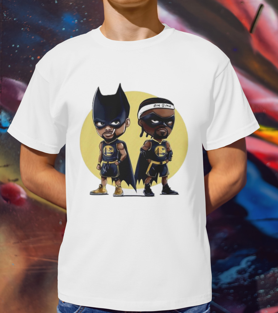 Batman And Robin Chibi Warriors 30 And Headband Duo Big Face T-Shirt