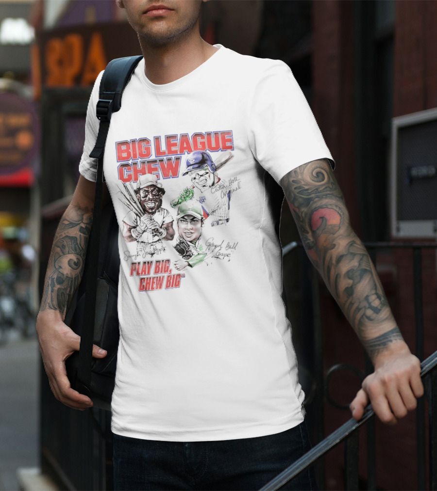 Big League Chew Play Big Chew Big Baseball Caricature T-Shirt