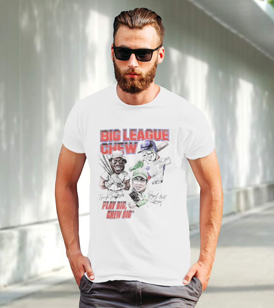 Big League Chew Play Big Chew Big Baseball Caricature T-Shirt