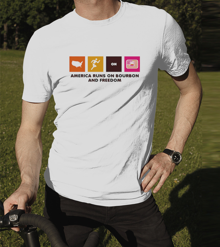 America Runs On Bourbon And Freedom Map Runner Flag T-Shirt