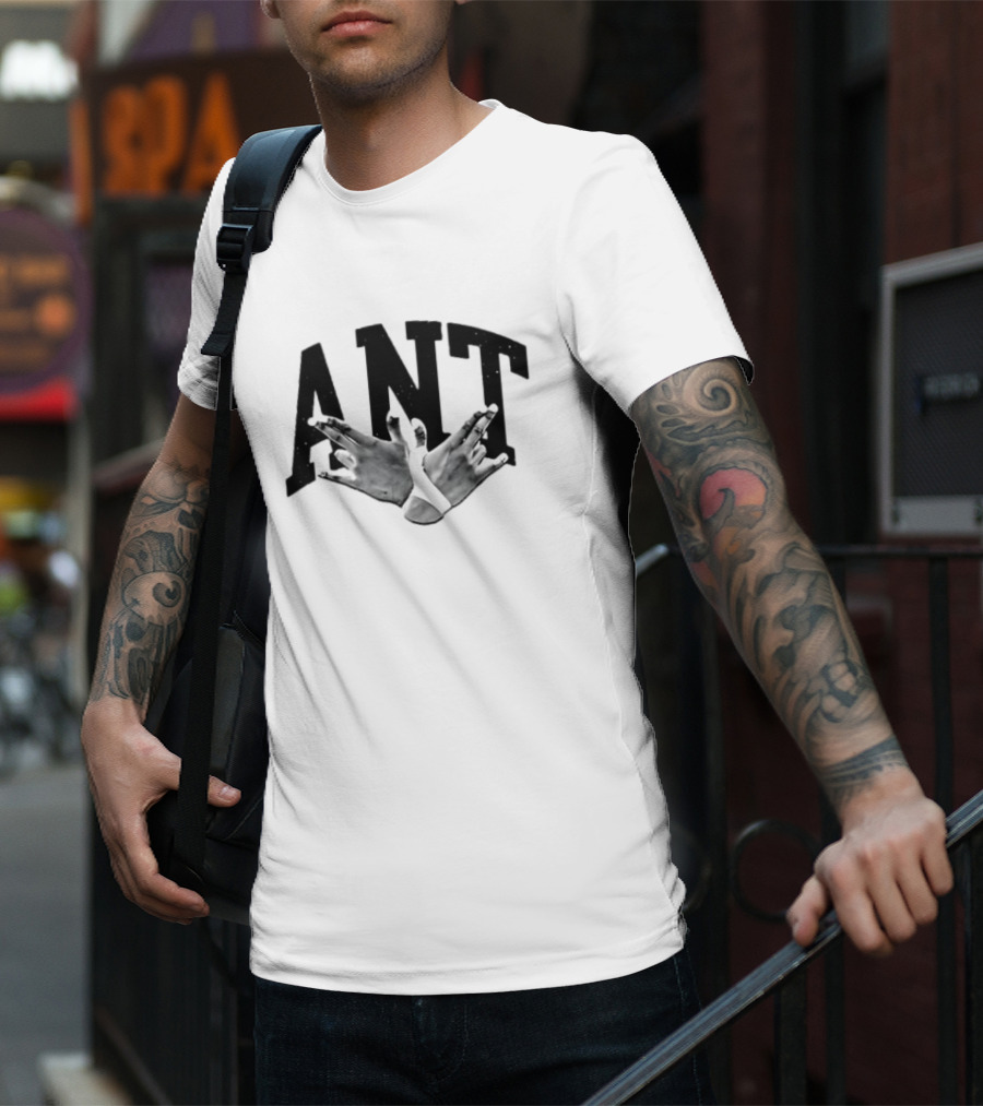 Hands Forming Heart Symbol With Ant Text T-Shirt