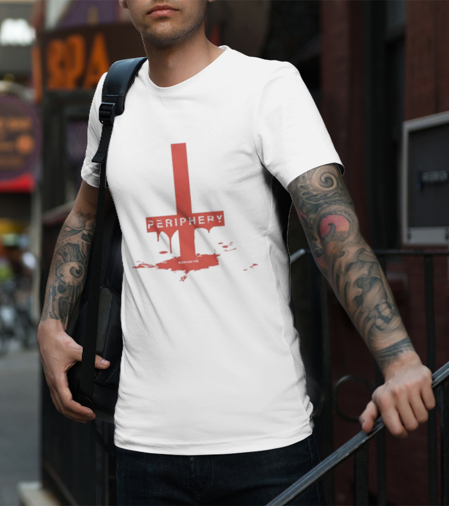 Periphery Blood Like Wine Dripping Cross Design T-Shirt