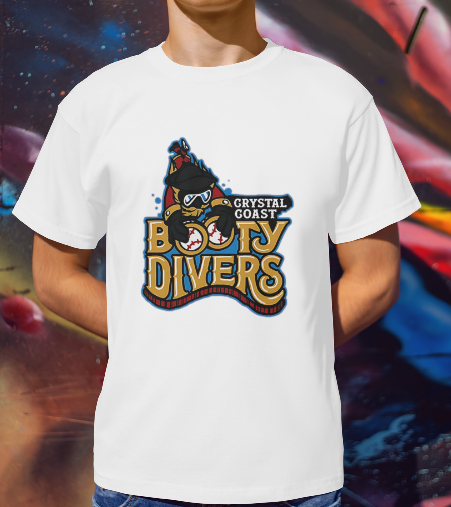 Crystal Coast Booty Divers Pirate Spyglass Emblem T-Shirt