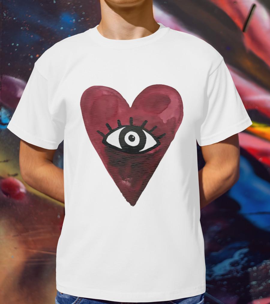 Burgundy Hearts Club Eye Retro T-Shirt