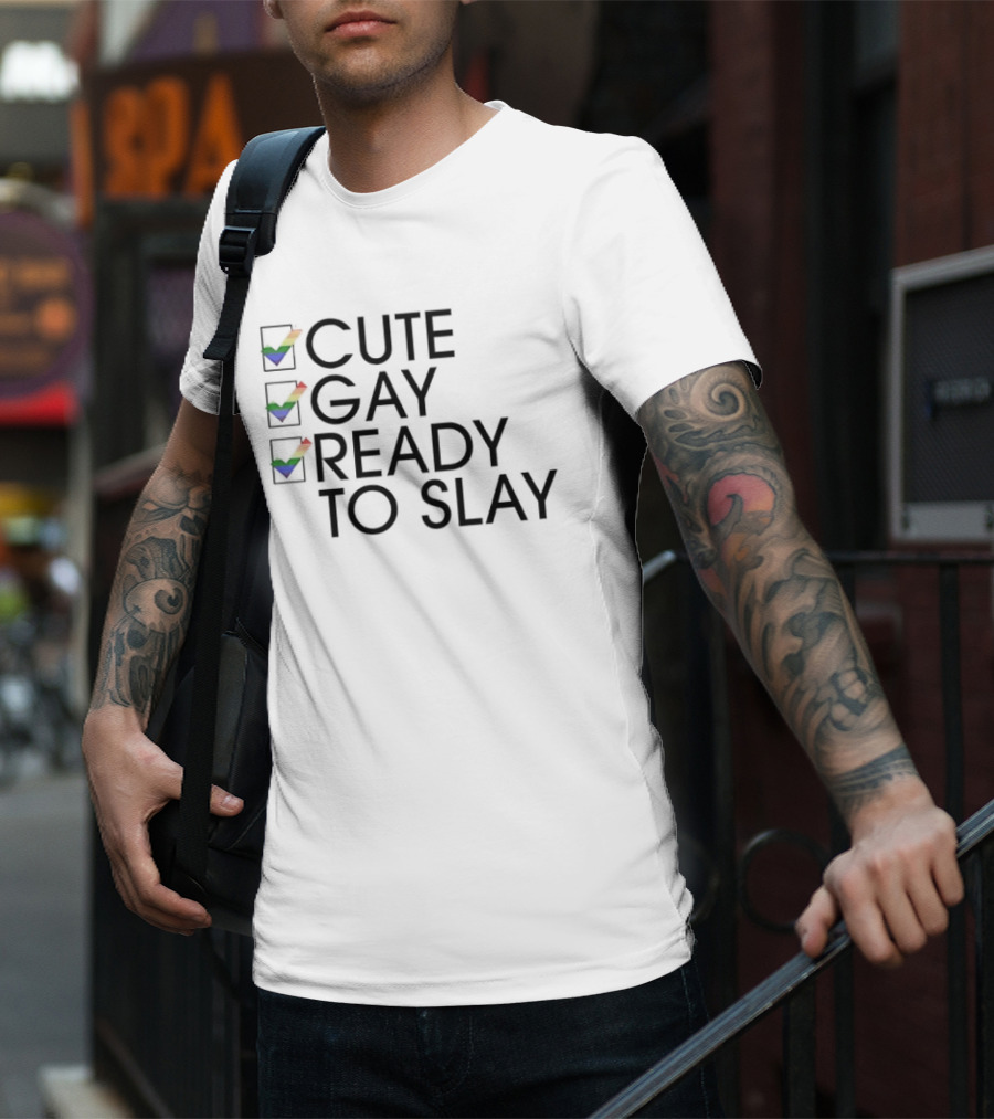 Cute Gay Ready To Slay Rainbow Checkmarks T-Shirt