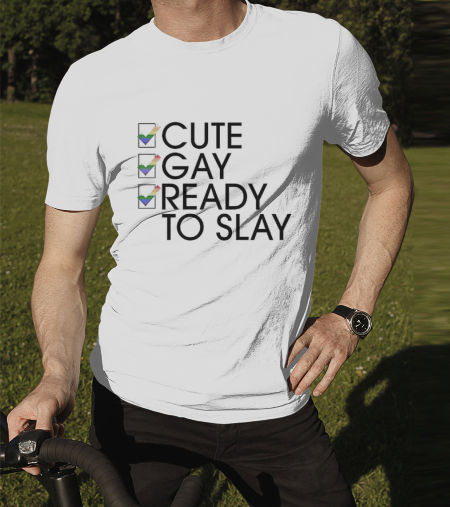 Cute Gay Ready To Slay Rainbow Checkmarks T-Shirt