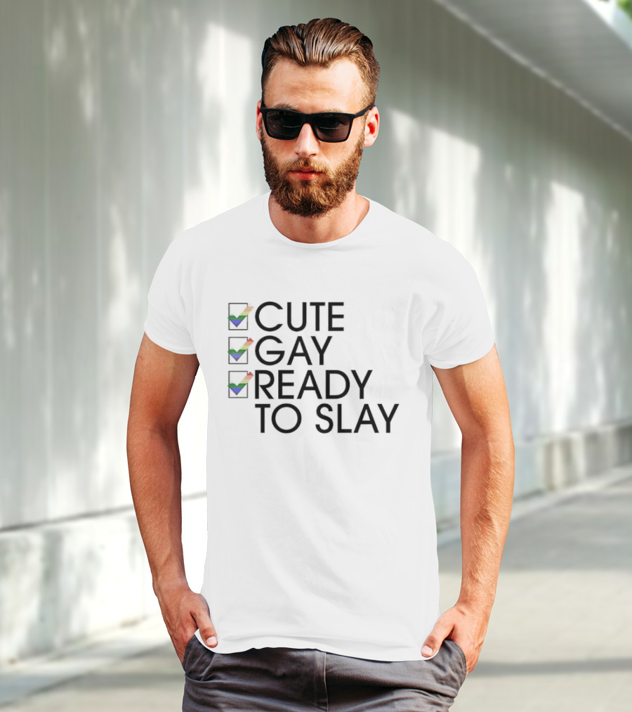 Cute Gay Ready To Slay Rainbow Checkmarks T-Shirt
