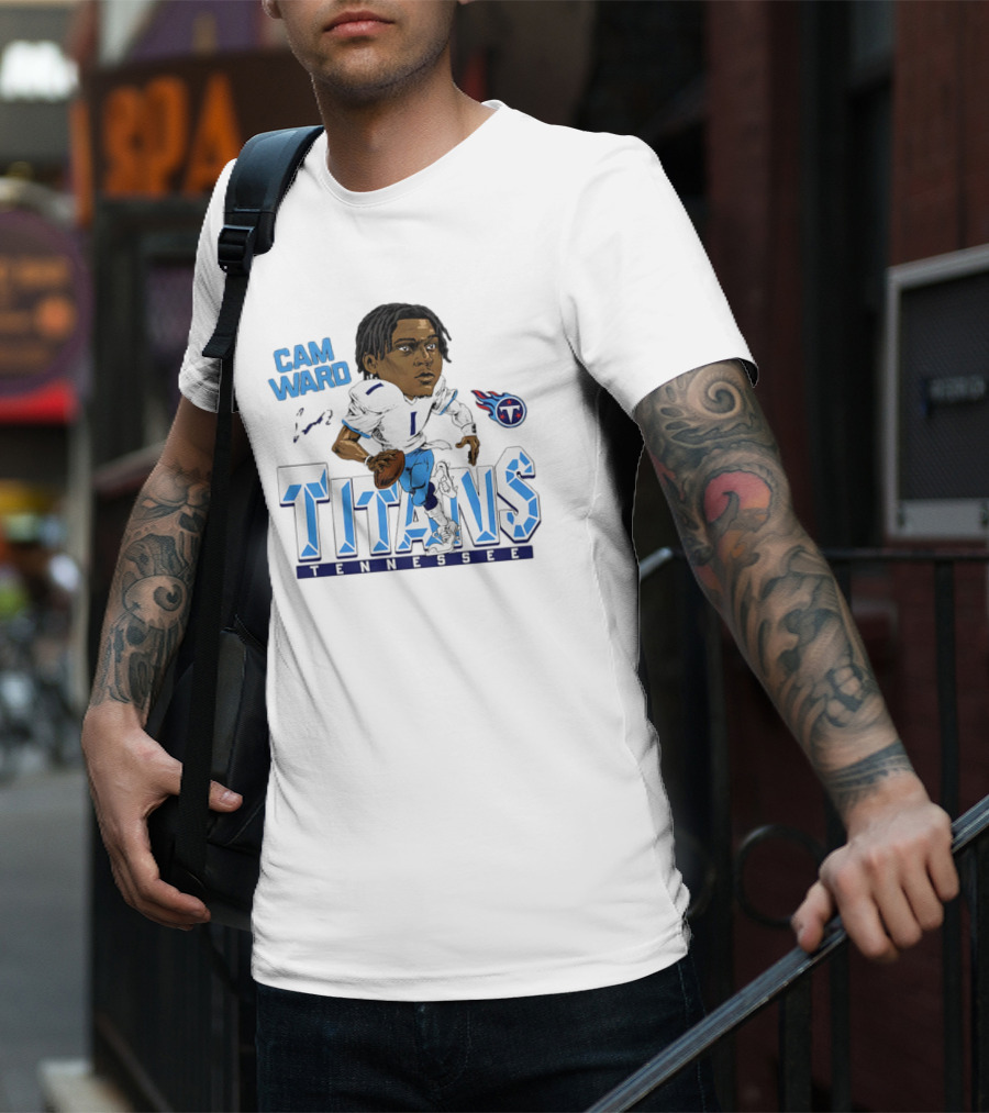 Cam Ward Tennessee Titans NFL Football Cartoon Character T-Shirt