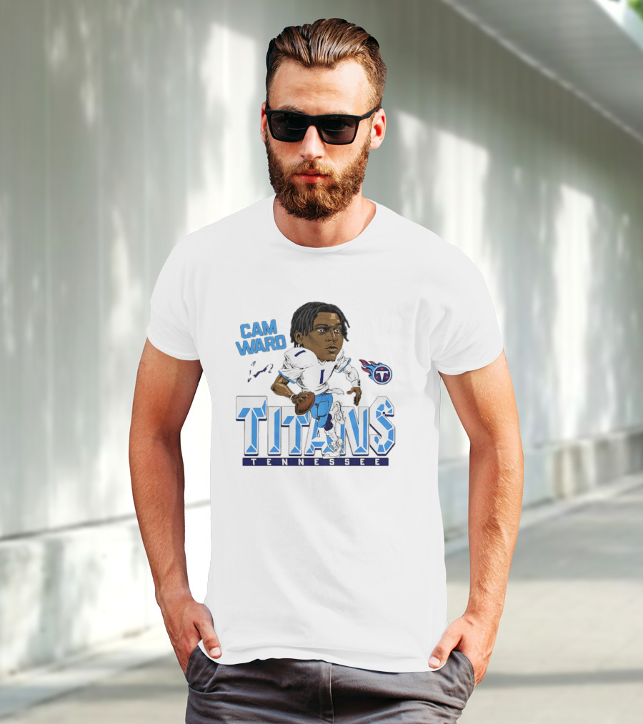 Cam Ward Tennessee Titans NFL Football Cartoon Character T-Shirt