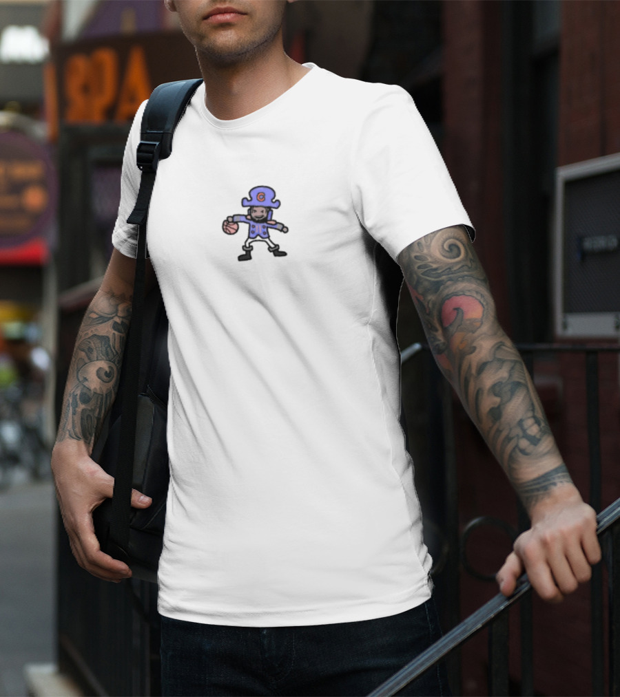 Captain Clutch Blue Pirate Basketball Character T-Shirt