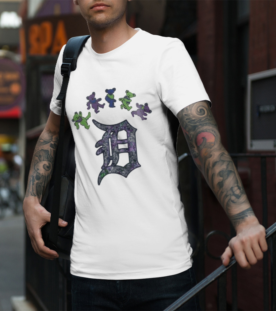 Detroit Tigers Grateful Dead Night 2025 Bears And D Logo T-Shirt