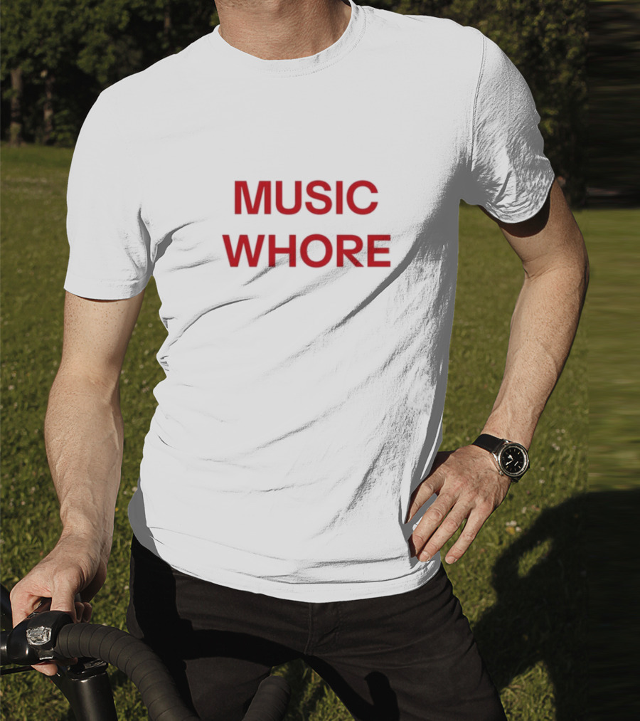 Divadelight Music Whore Bold Red Text Design T-Shirt