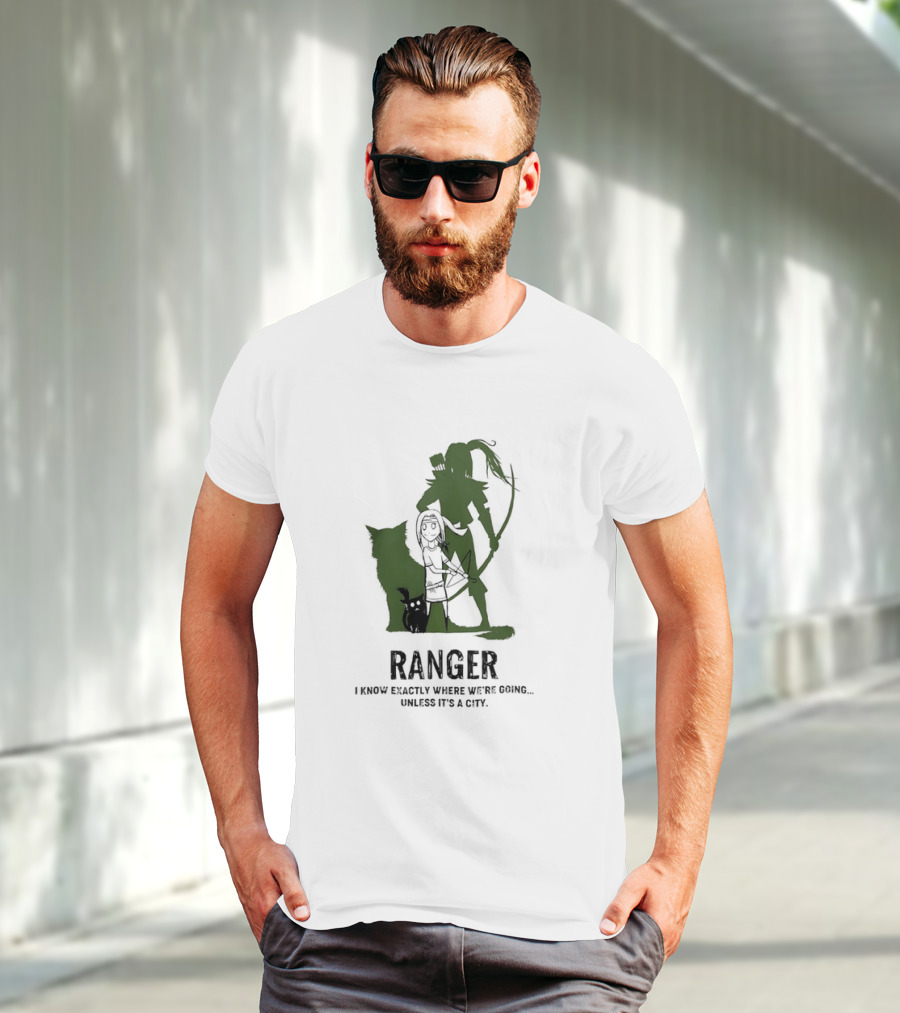 Dungeons And Dragons Ranger With Bow And Wolf Companion I Know Exactly Where We’re Going Unless It’s A City T-Shirt
