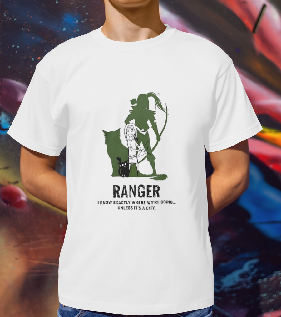 Dungeons And Dragons Ranger With Bow And Wolf Companion I Know Exactly Where We’re Going Unless It’s A City T-Shirt