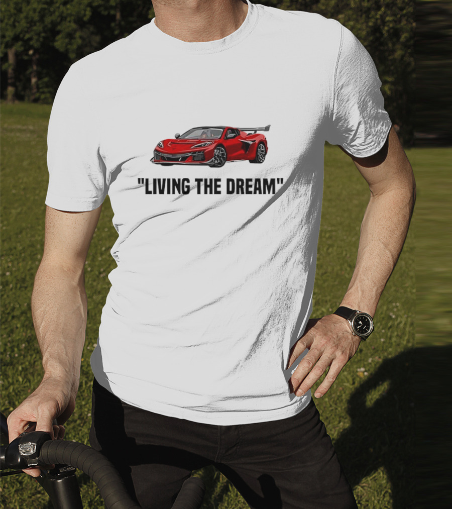 Corvette Living The Dream Red Convertible Car T-Shirt