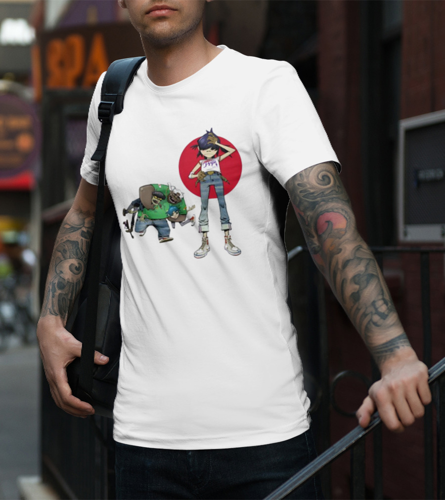 Gorillaz Invisible Sun Japanese Red Circle Band Members T-Shirt