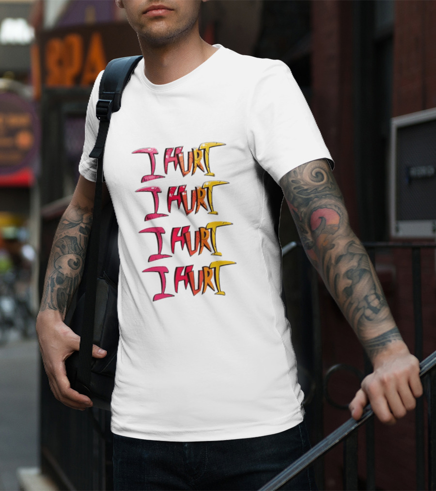 I HURT Multicolor Graffiti Text Art T-Shirt