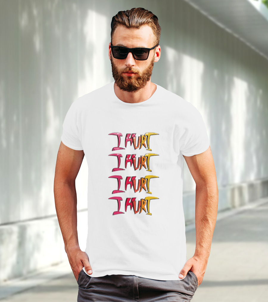 I HURT Multicolor Graffiti Text Art T-Shirt